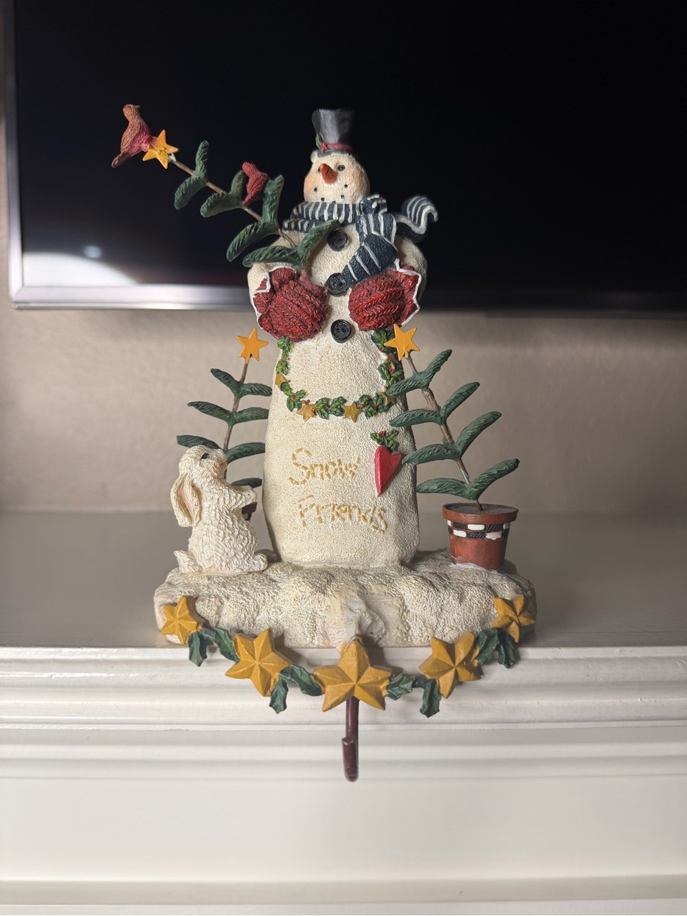 Rare Vintage Raz Imports "Snowy Friends" Snowman Stocking Holder by Deb Strain